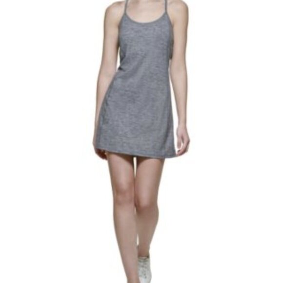 NWT Calvin Klein Performance Athletic Halter Dress Space Dye Black Medium - Picture 1 of 10